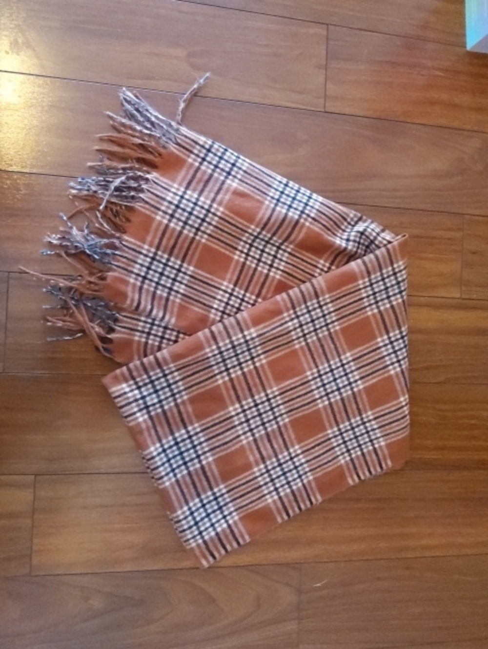 💥NWOT💥H&M Unisex Caramel Plaid Fringe Scarf